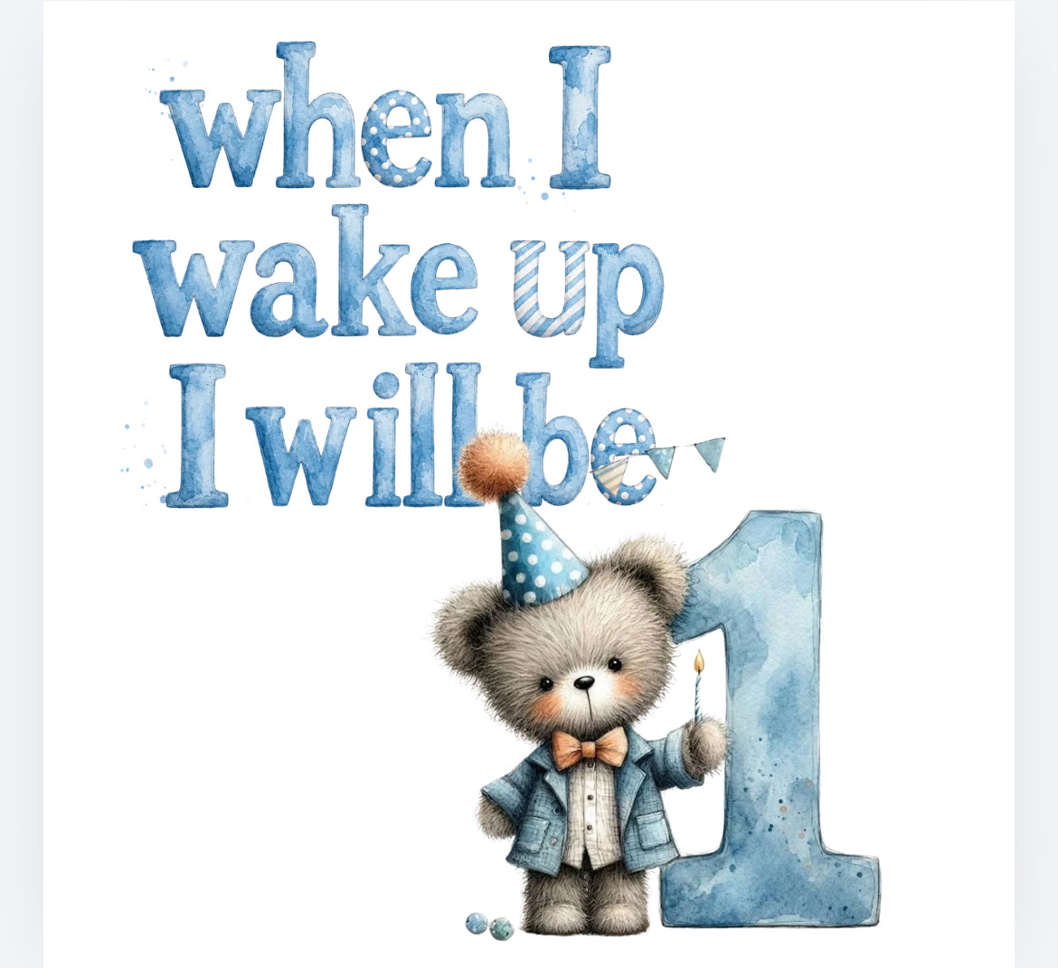 When I wake up blue whimsical bear DTF (POD) exclusive