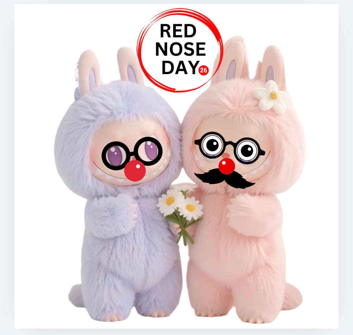 Labubu fluffy Red Nose Day DTF (POD) exclusive