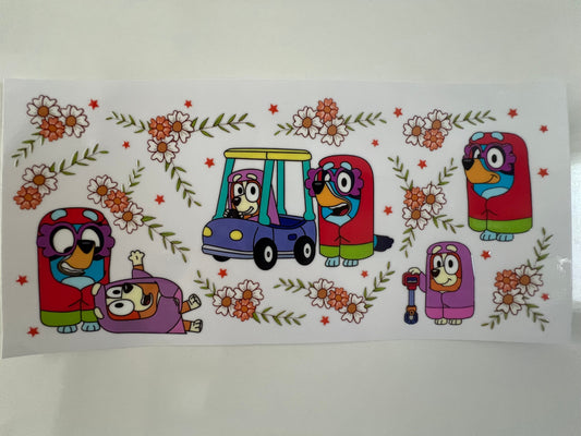 Bluey in a car wrap