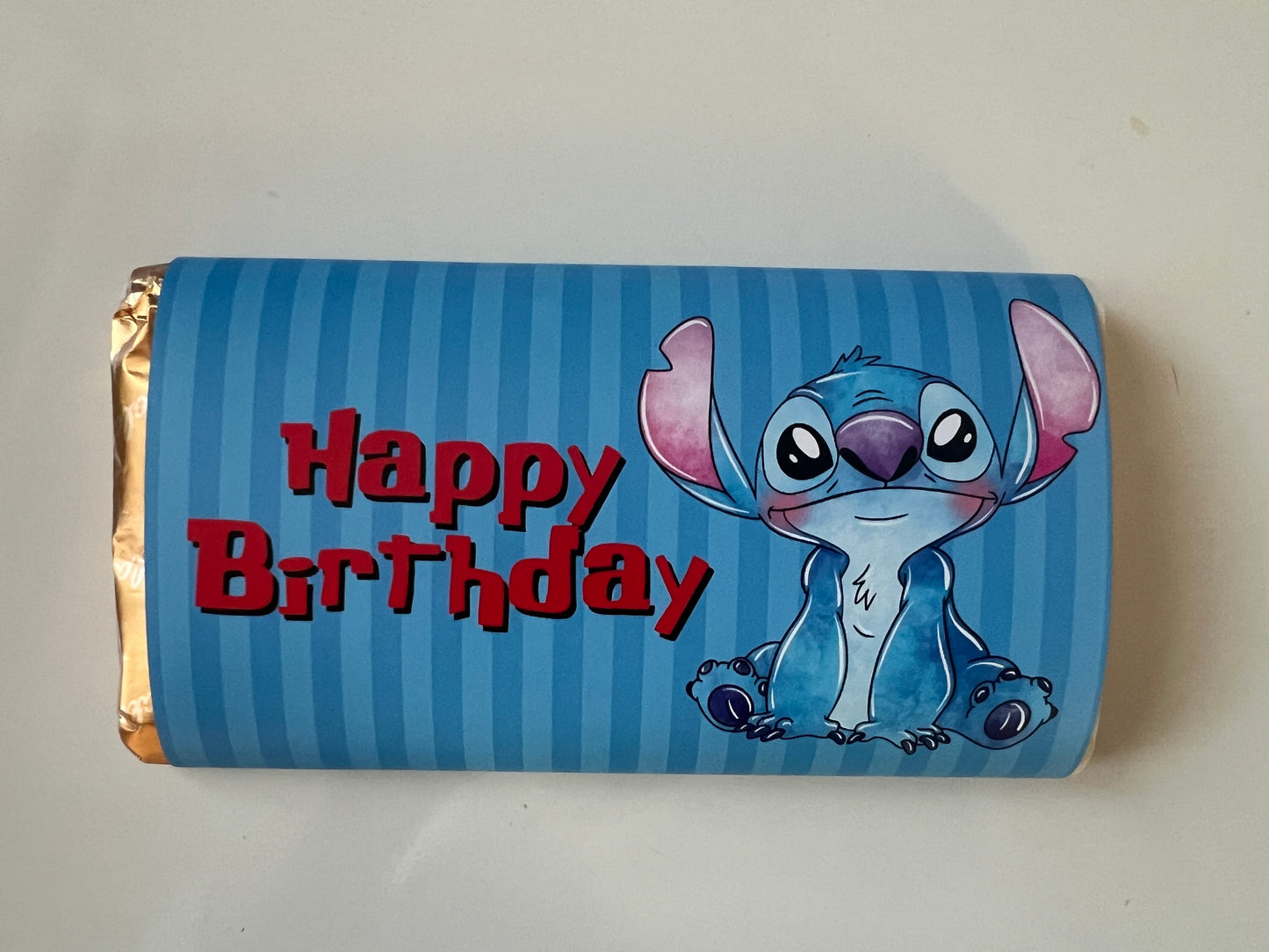 happy birthday chocolate bar wrapper - stitch