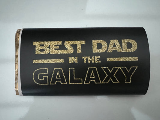 Best dad in the galaxy fathers Day chocolate wrapper (chocolate not included)