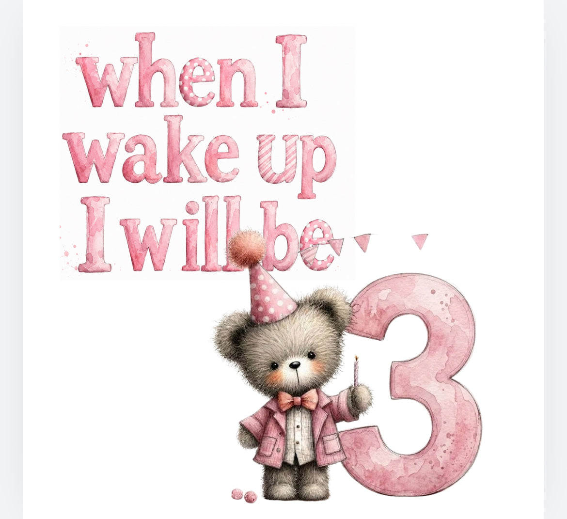 When I wake up pink whimsical bear DTF (POD) exclusive