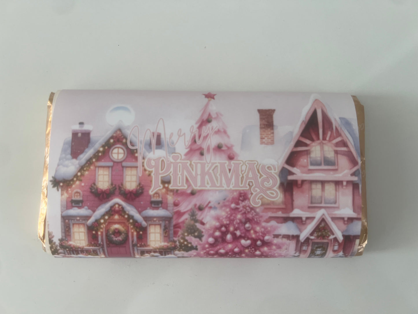 plouise merry pinkmas chocolate bar wrapper