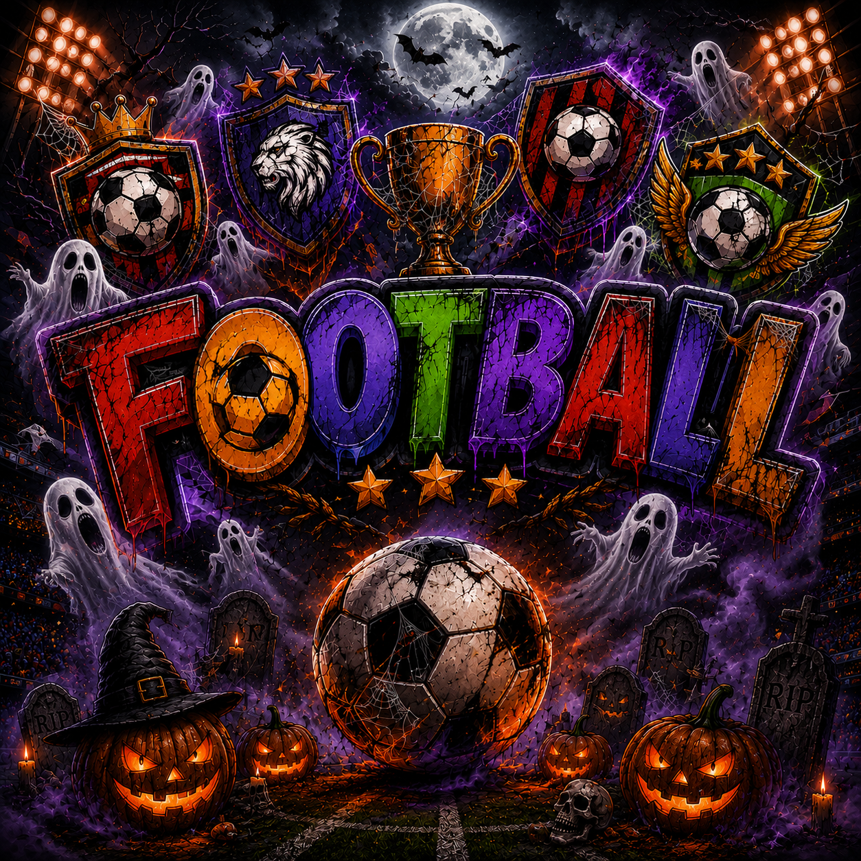 Football Halloween ghost decals - all teams (UVPOD)