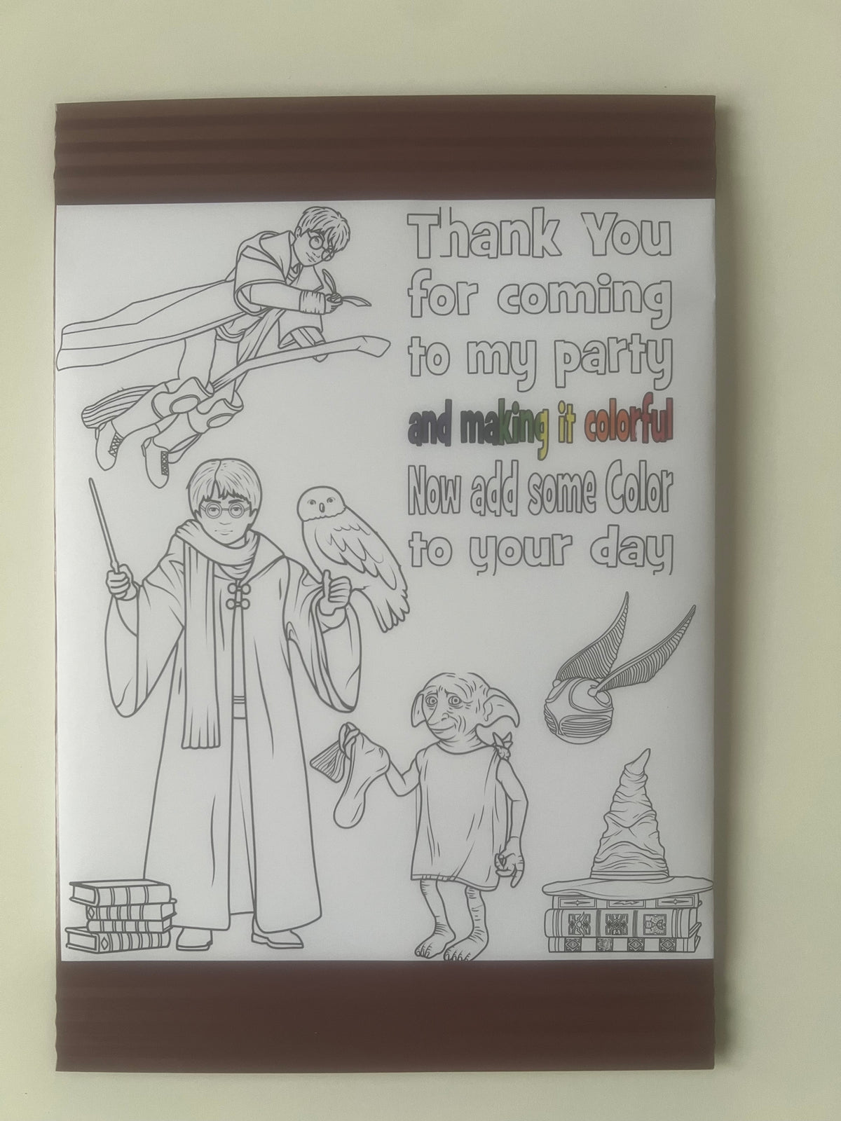 Colour your own birthday wrappers and treat bag set to clear