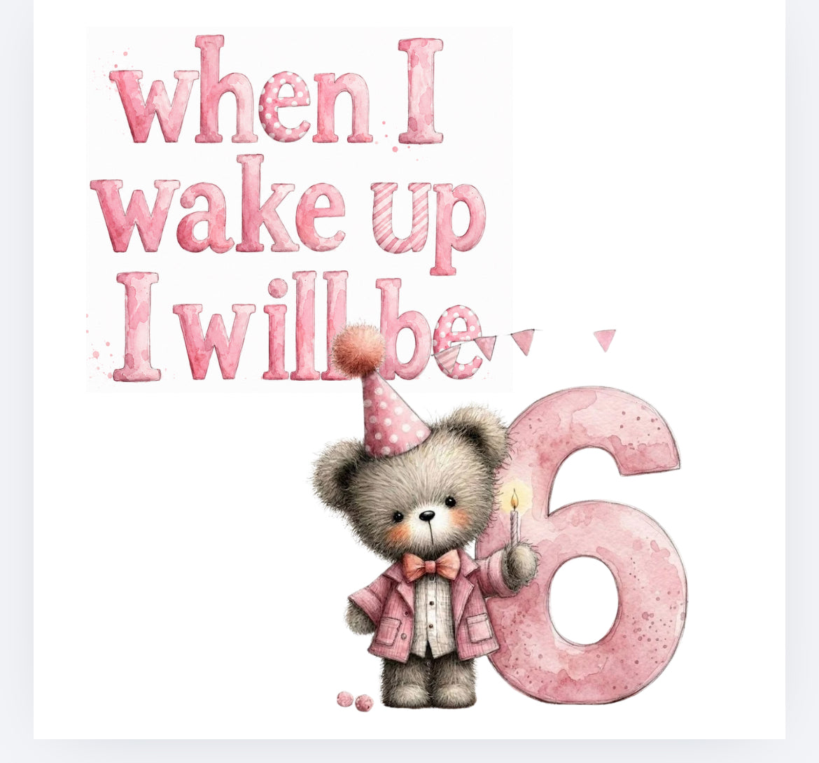 When I wake up pink whimsical bear DTF (POD) exclusive