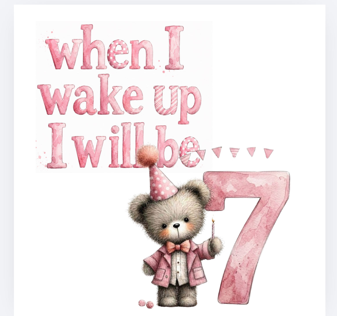 When I wake up pink whimsical bear DTF (POD) exclusive