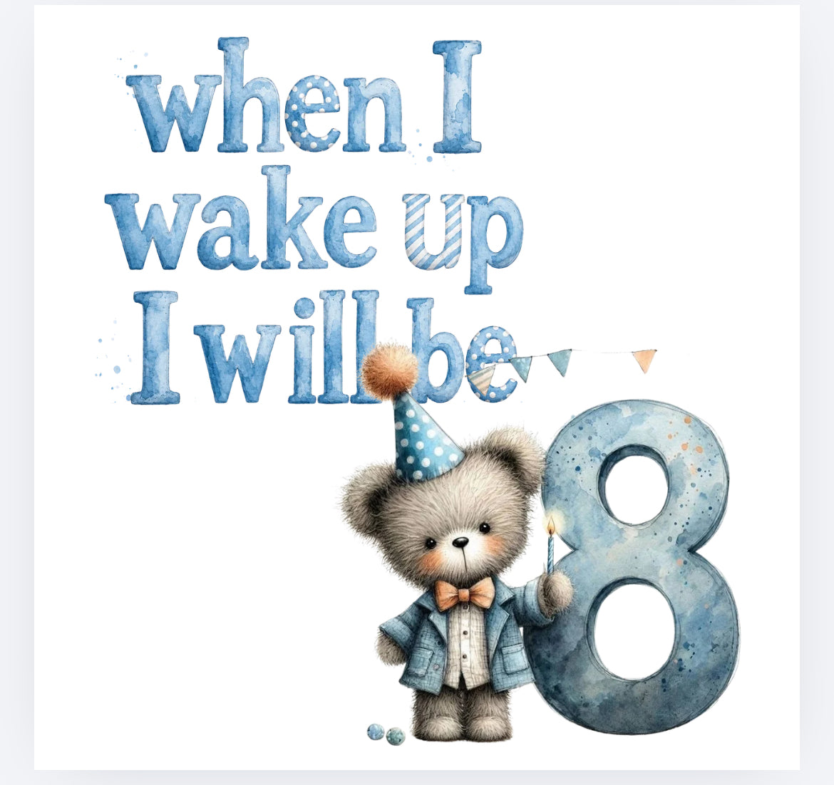 When I wake up blue whimsical bear DTF (POD) exclusive