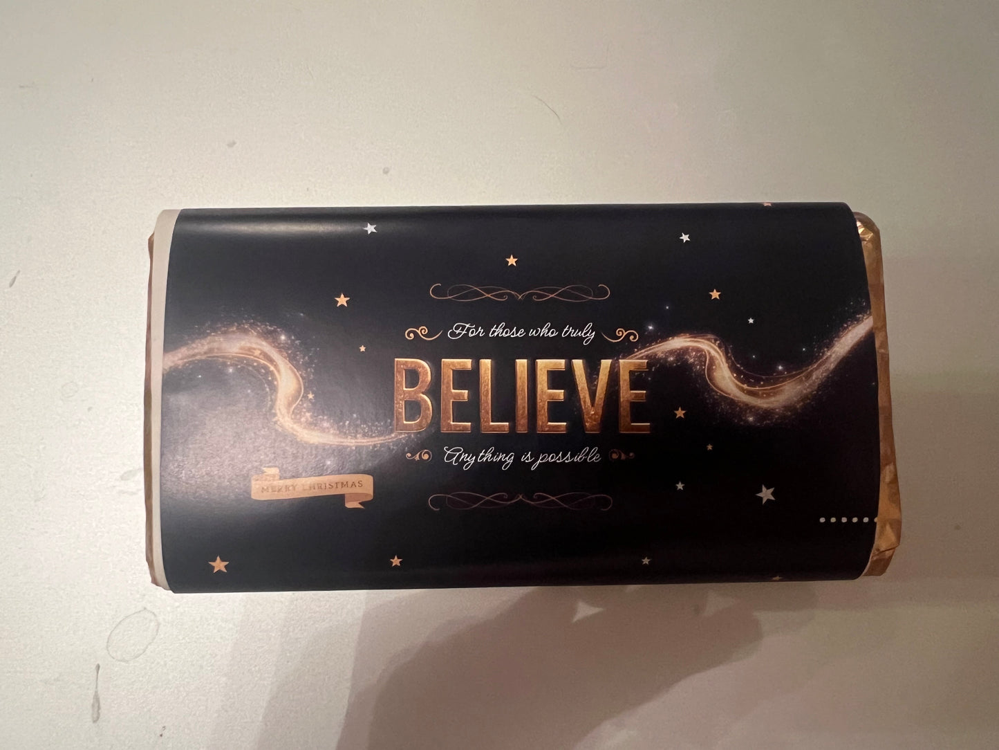Believe in the magic chocolate bar wrapper