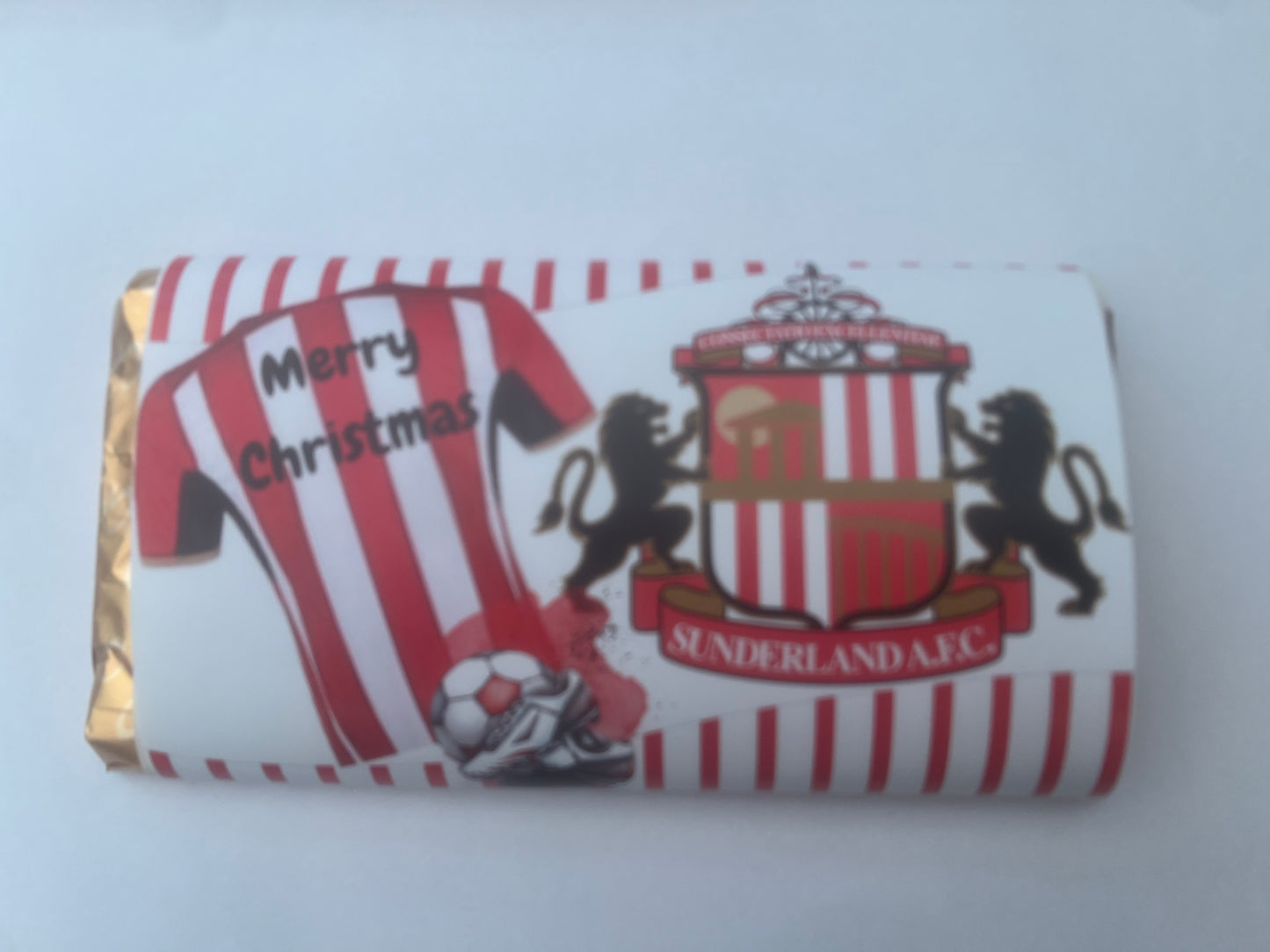 Christmas Football team chocolate wrapper (chocolate not included)