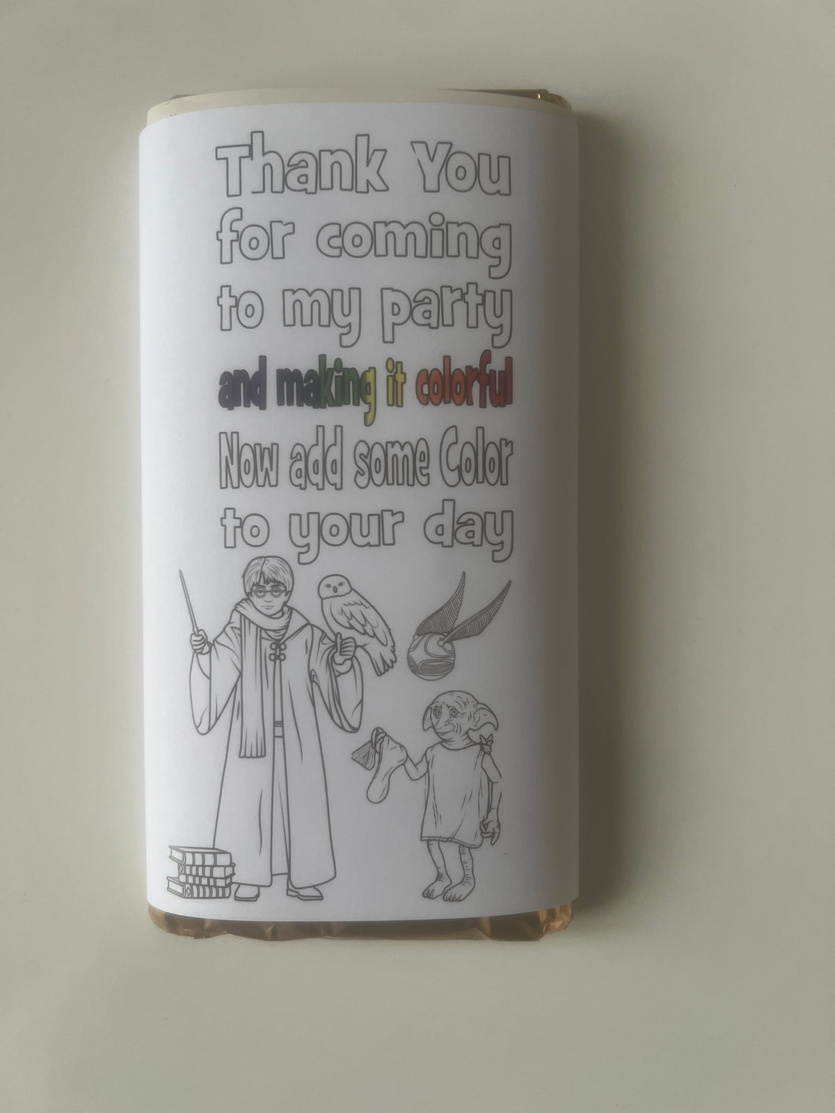 Colour your own birthday wrappers and treat bag set to clear