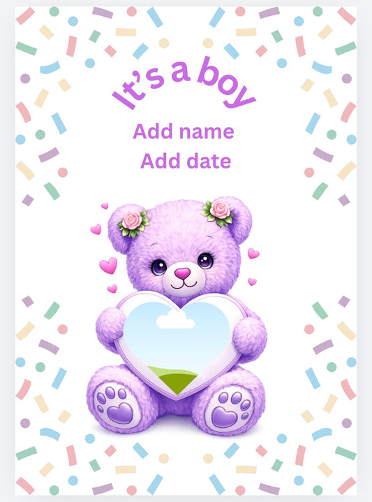 book vase bear baby arrival announcement customised UVDTF (UVPOD)