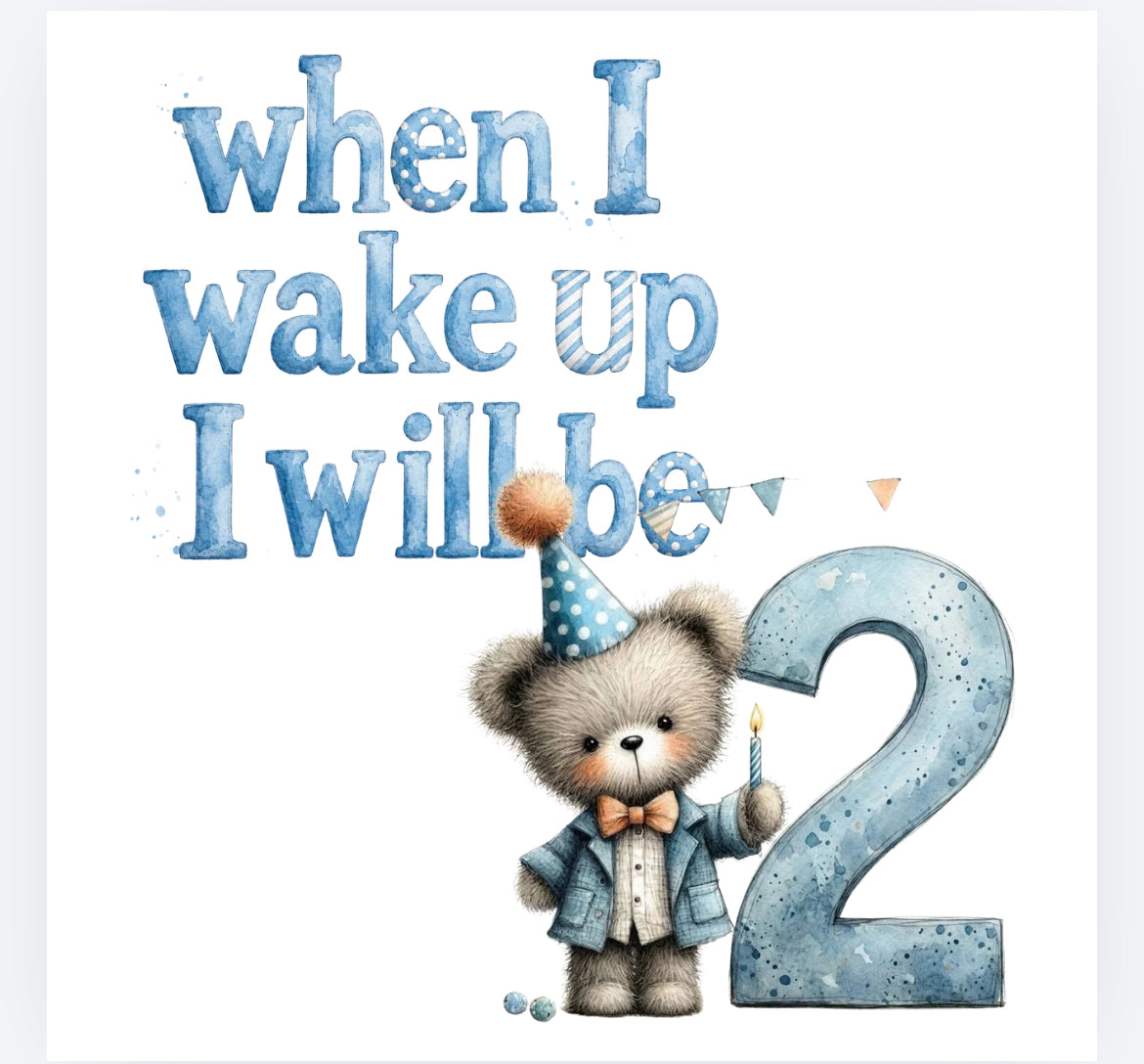 When I wake up blue whimsical bear DTF (POD) exclusive