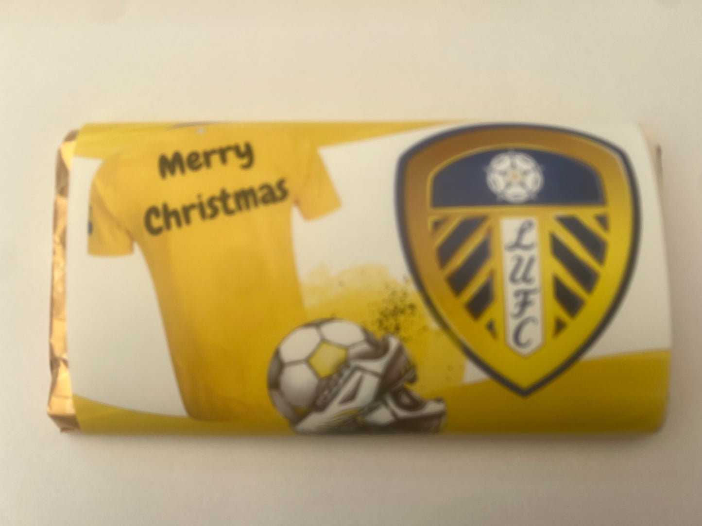 Christmas Football team chocolate wrapper (chocolate not included)