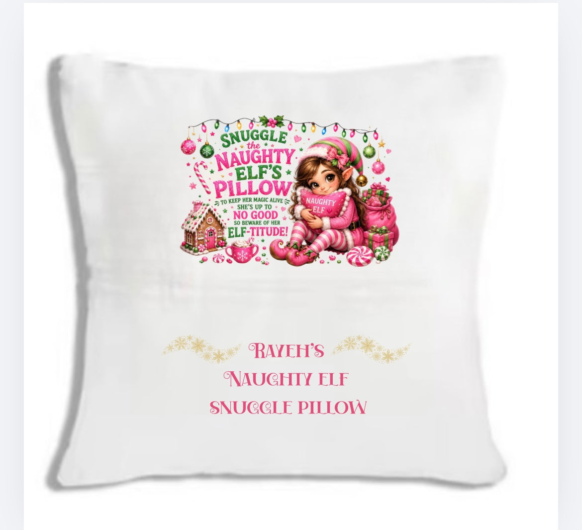 Christmas pocket cushion cover including personalised DTF - cannot be sent by large letter postage