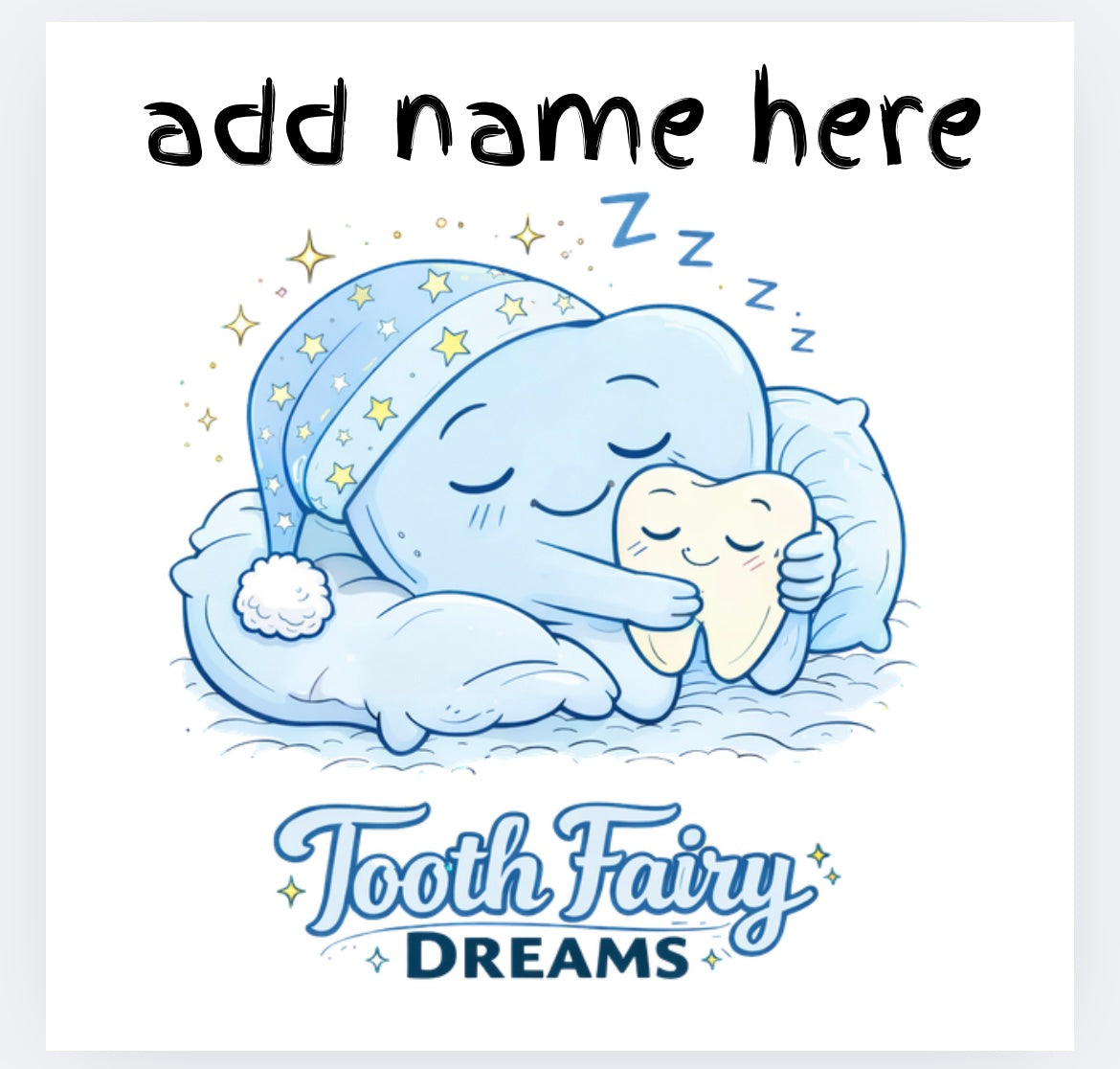 Tooth fairy with name option DTF transfer (POD)