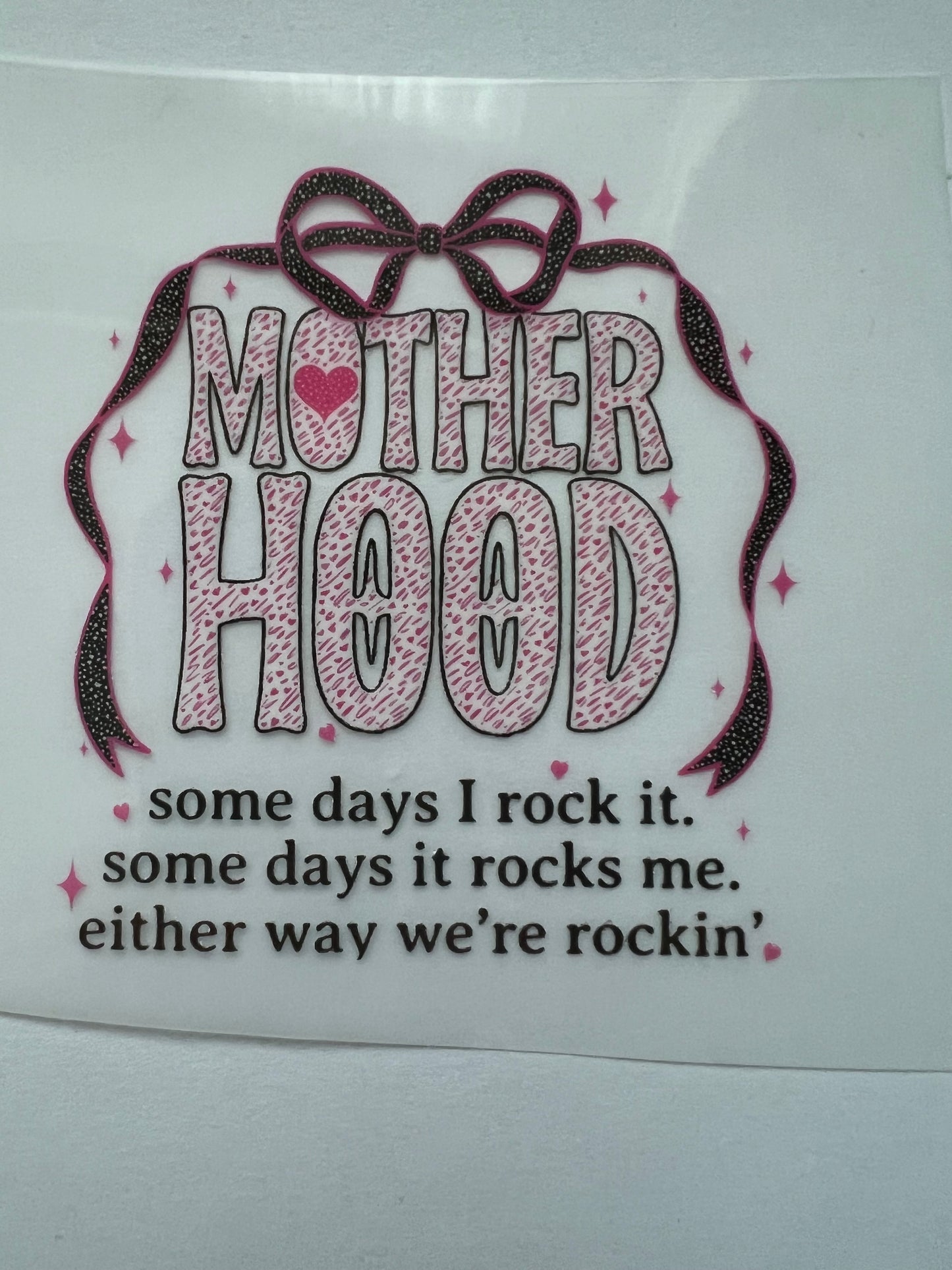 Motherhood (black writing) DTF transfer POD
