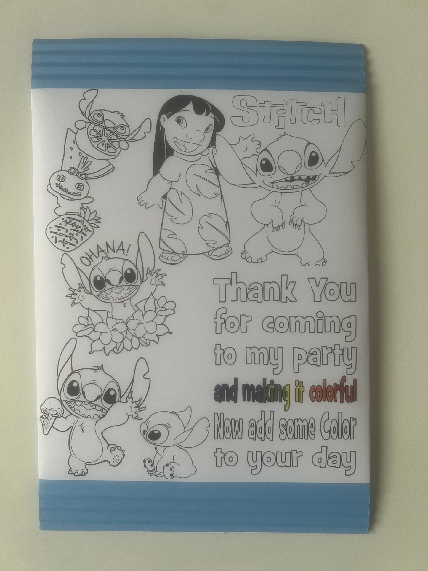 Colour your own birthday wrappers and treat bag set to clear