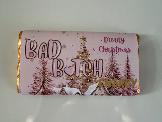 PLouise bad bitch energy merry christmas chocolate bar wrapper