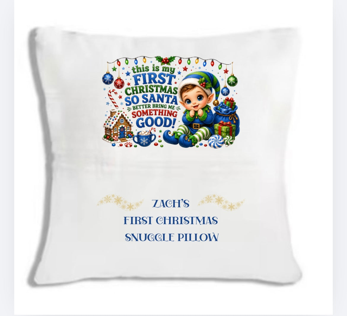 Christmas pocket cushion cover including personalised DTF - cannot be sent by large letter postage