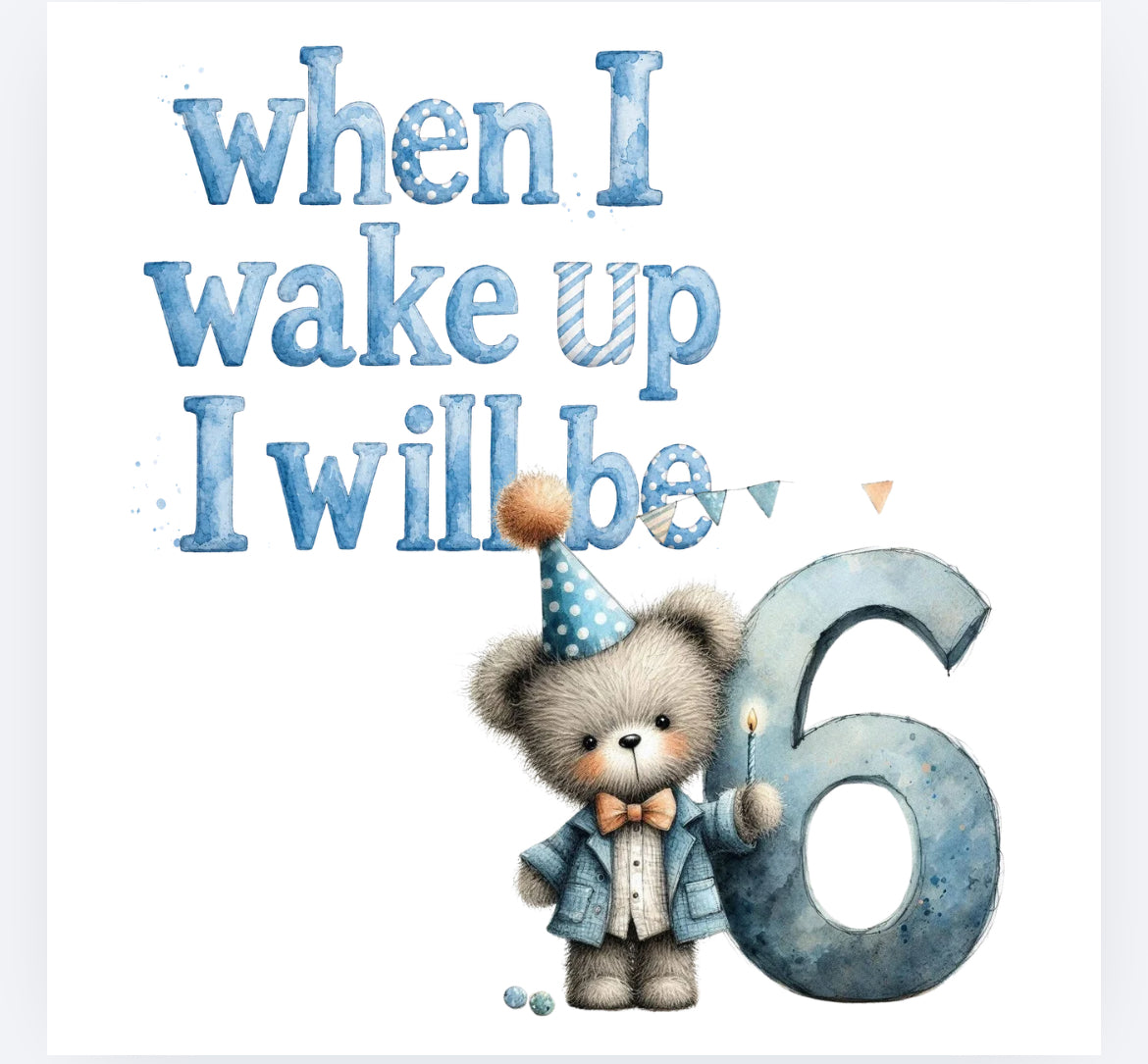 When I wake up blue whimsical bear DTF (POD) exclusive