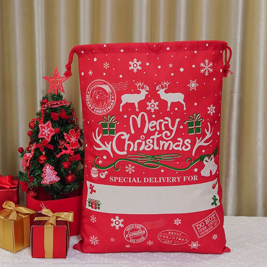 Christmas sack- red merry Christmas print - cannot be sent by large letter postage