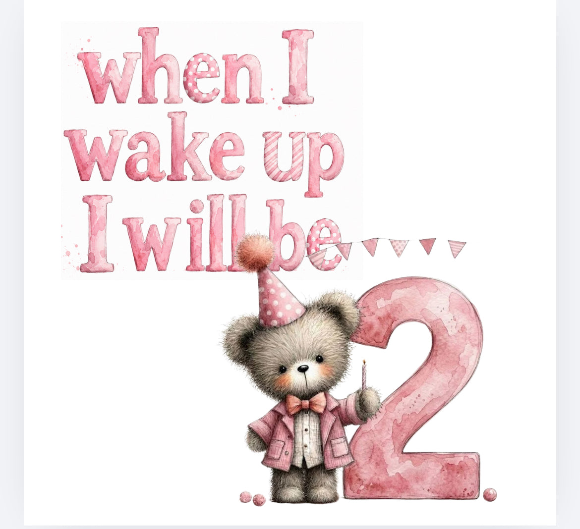 When I wake up pink whimsical bear DTF (POD) exclusive