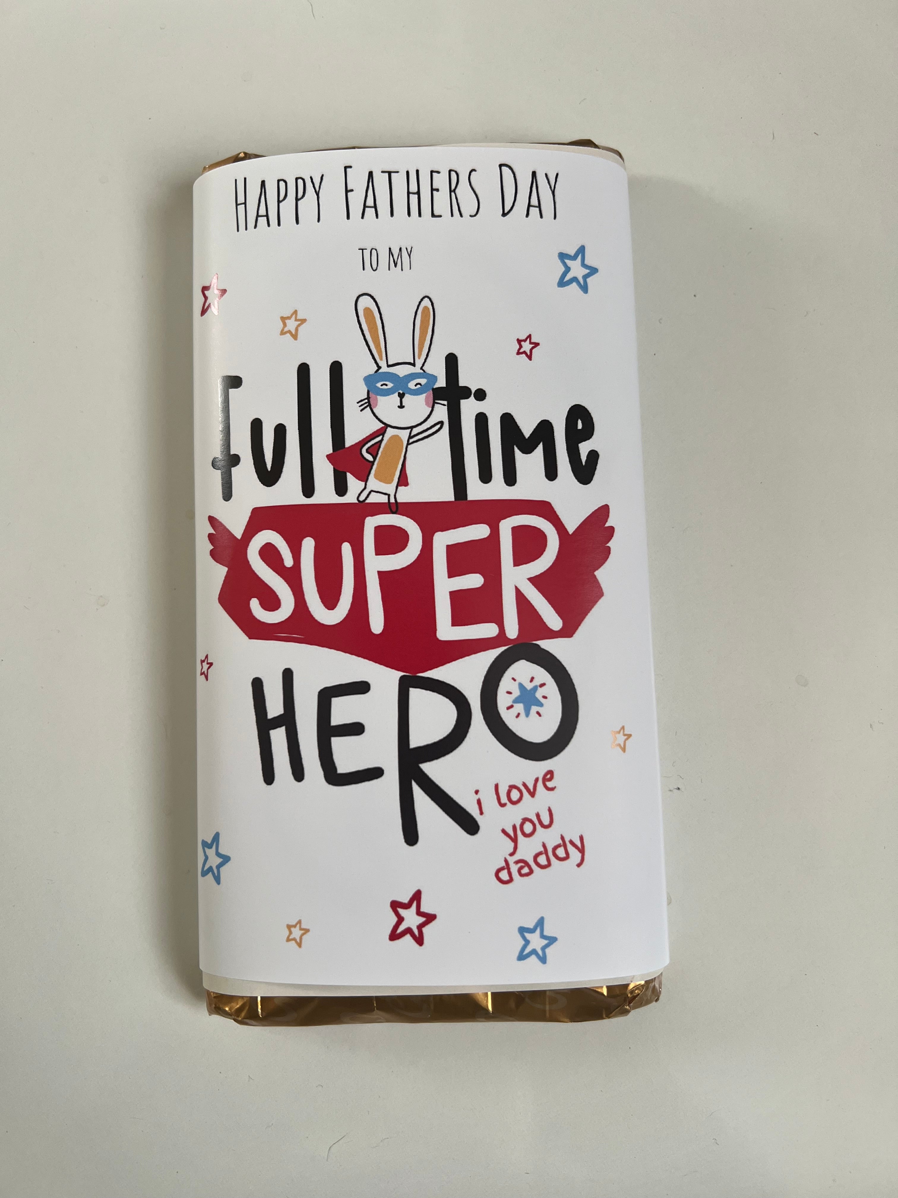 Hero Wrapper Full time super hero dad chocolate bar wrapper – House of Wraps