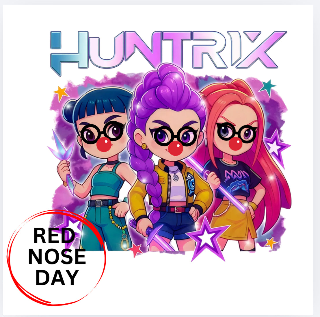 Huntrix k-pop Red Nose Day DTF (POD) exclusive