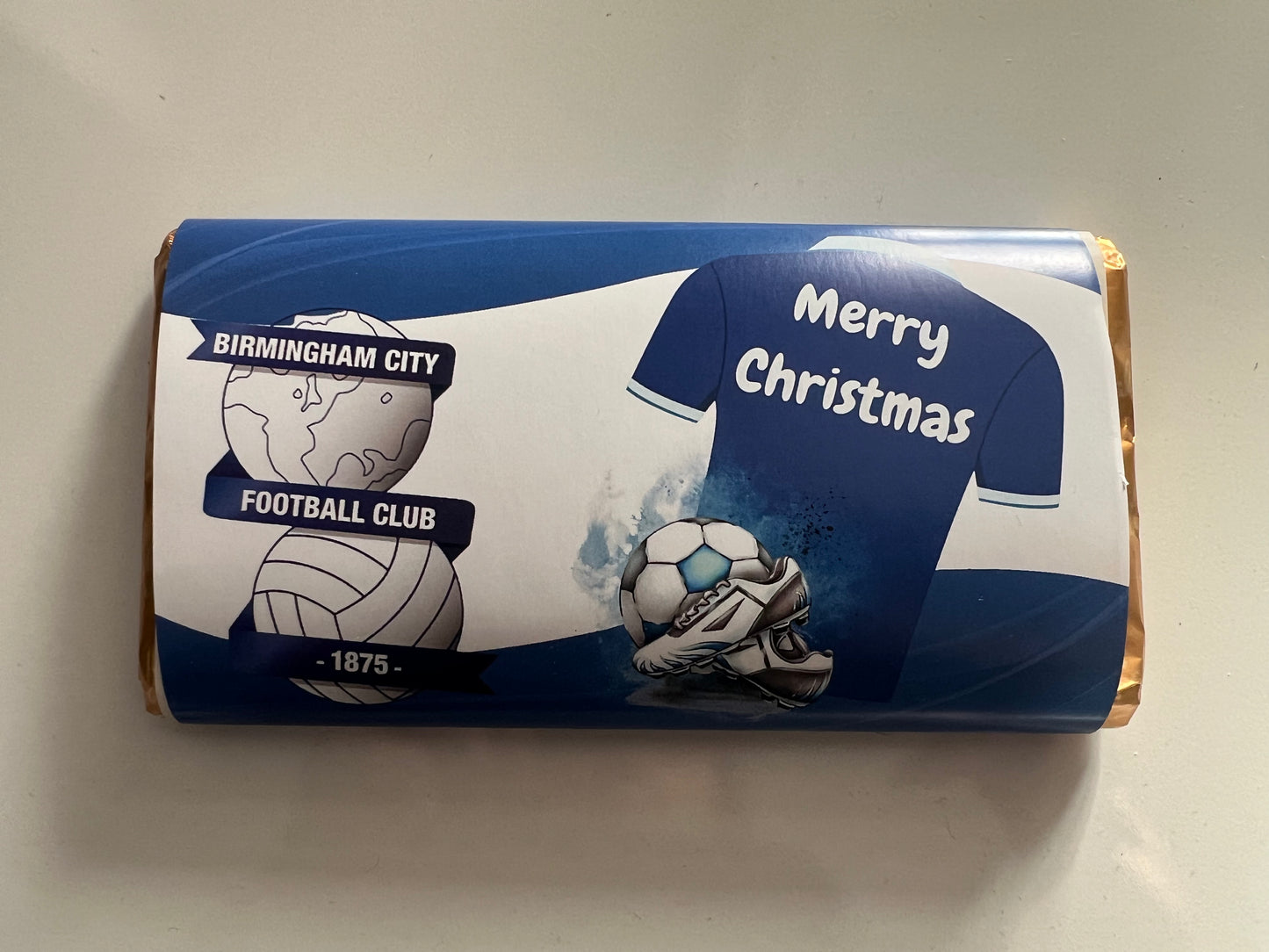 Christmas Football team chocolate wrapper (chocolate not included)