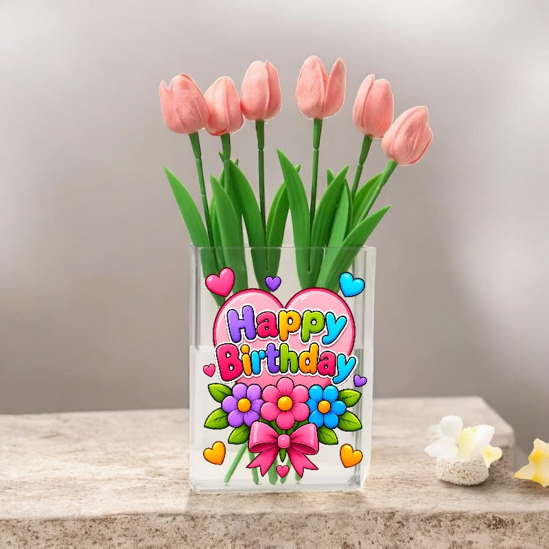 book vase happy birthday bouquet designs exclusive UVDTF (UVPOD)
